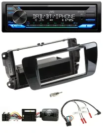 Автомагнитола для Seat Ibiza JVC Bluetooth, USB, DAB, CD, управление с руля, цвет черный (рояльный лак)
