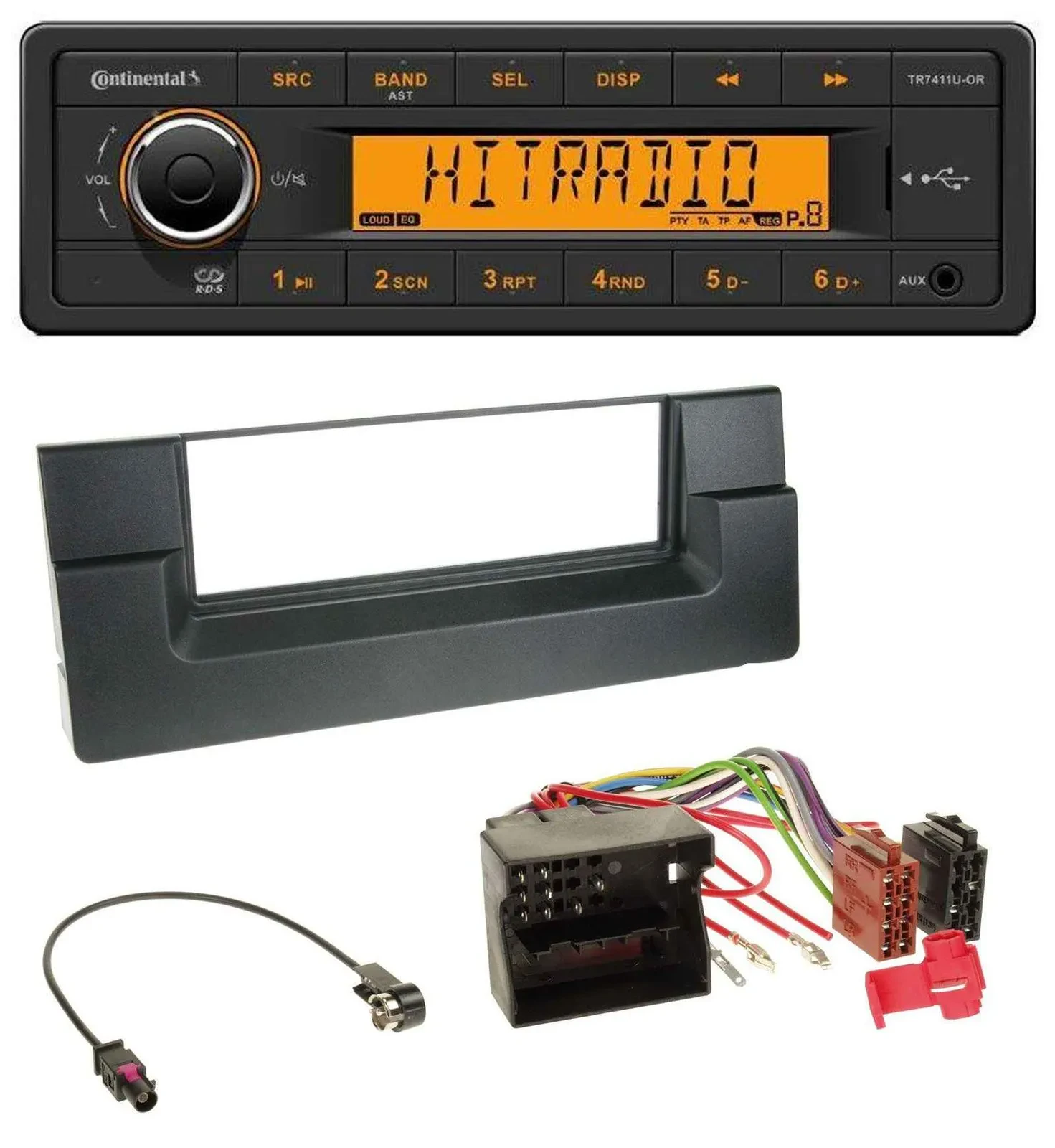 Автомагнитола для BMW 5 (E39), X5 (E53) Continental 1 DIN, USB, AUX, MP3, Quadlock