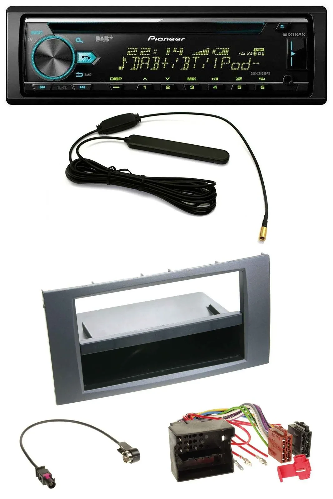 Pioneer CD MP3 AUX DAB USB Autoradio für Ford Fiesta Focus 04-08 anthrazit