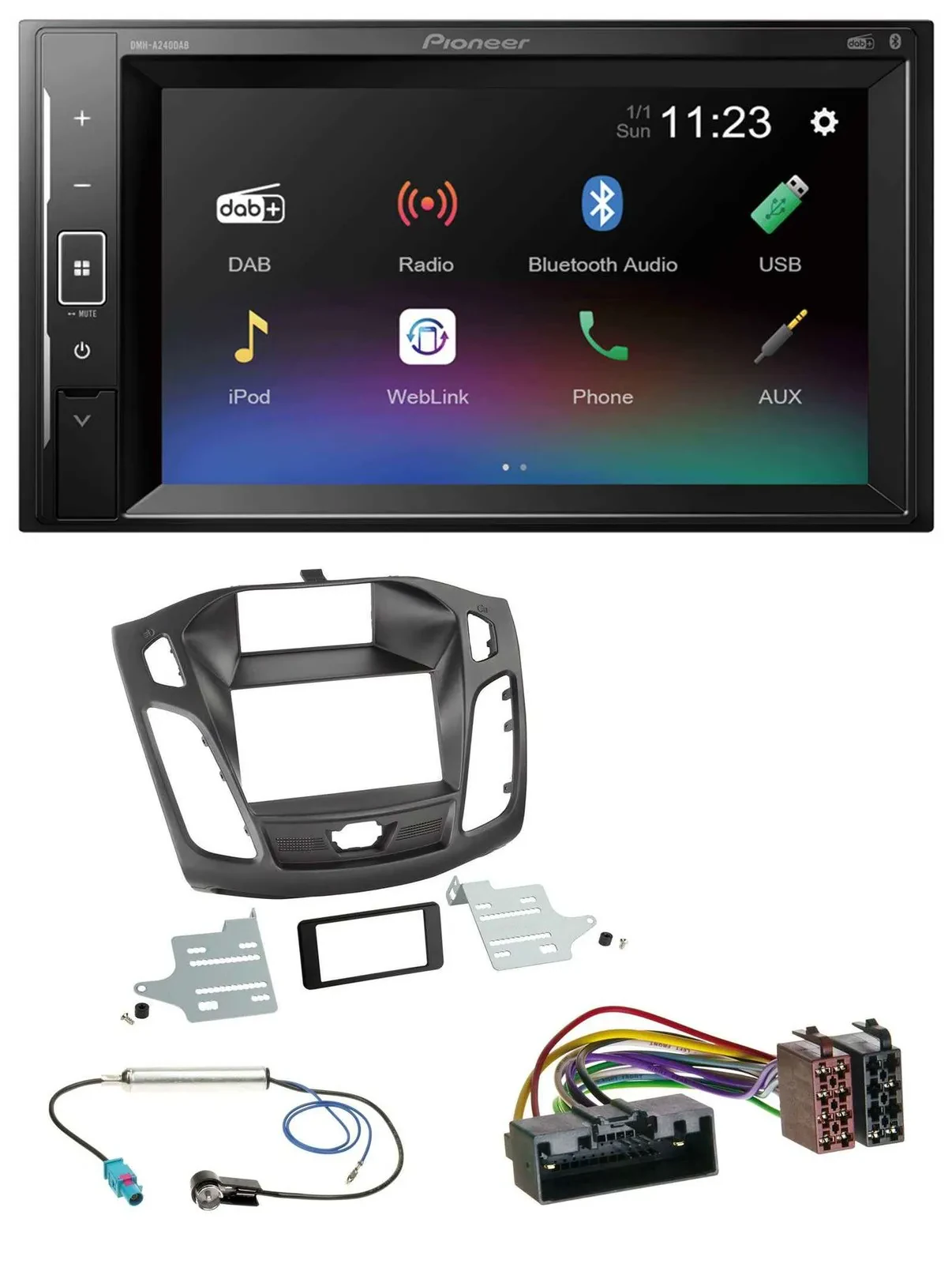 Автомагнитола Pioneer 2-DIN DAB Bluetooth USB MP3 для Ford Focus (2011–2014)
