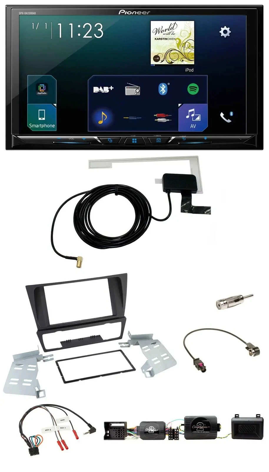 Pioneer 2DIN DAB USB Lenkrad Bluetooth Autoradio für BMW 3er E90 E91 E92 E93 PDC