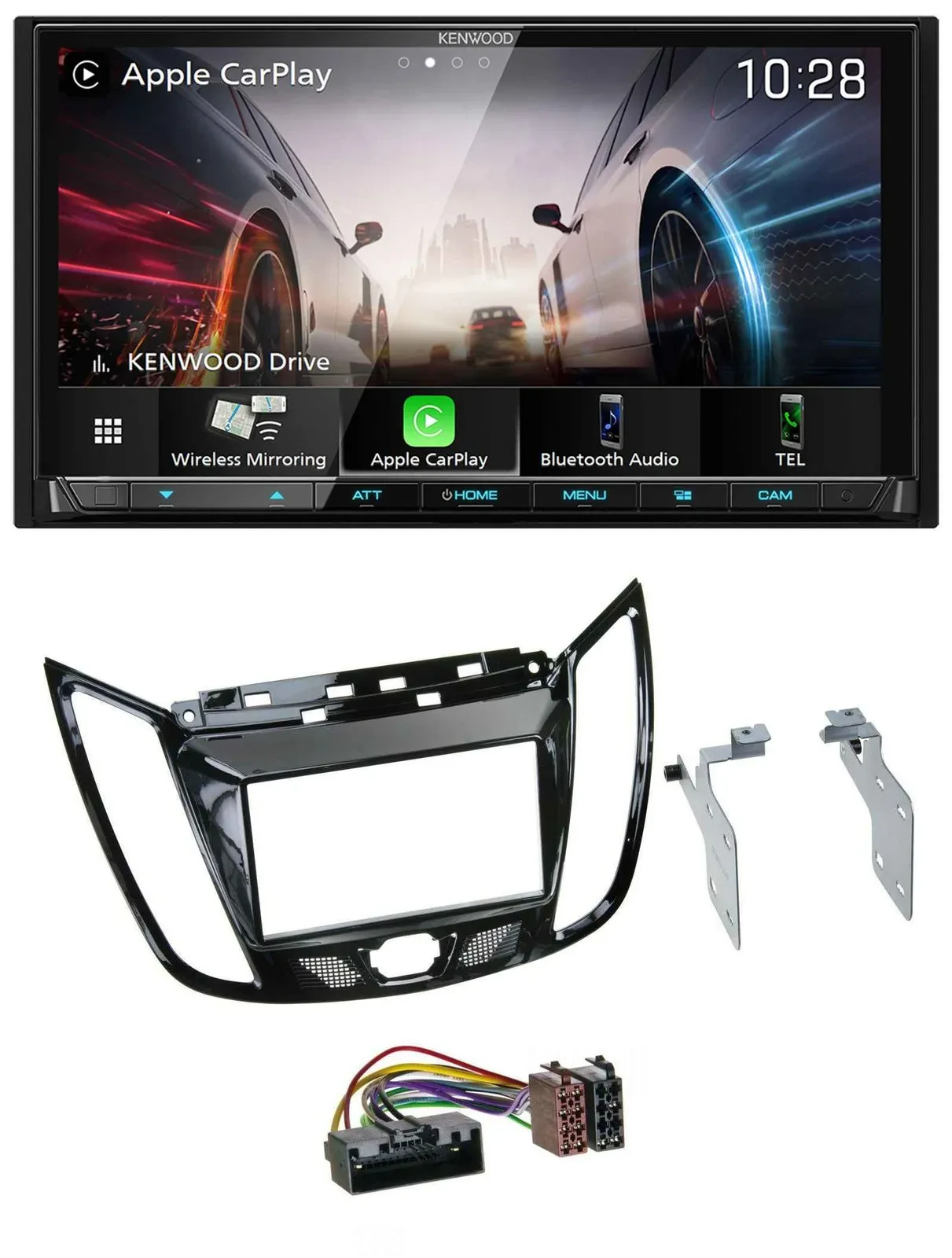 Kenwood MP3 2DIN USB DAB Bluetooth Autoradio für Ford C-Max Kuga Klavierlack sch