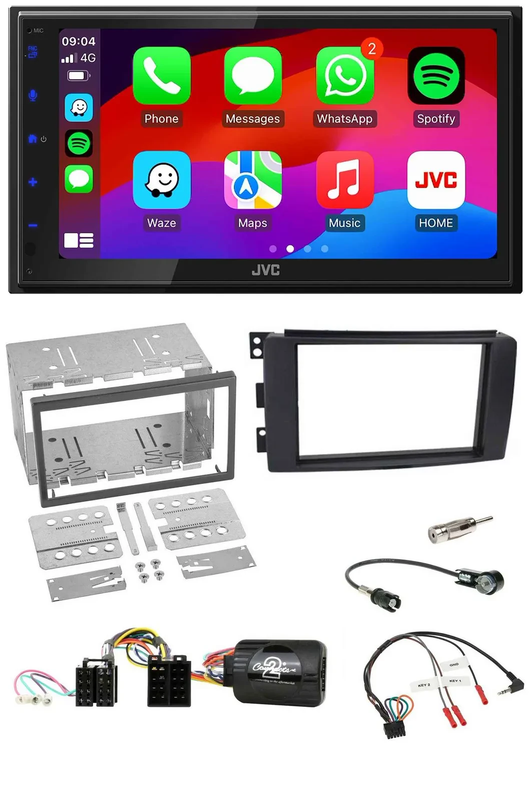 JVC Bluetooth USB Lenkrad 2DIN DAB Autoradio für Smart ForFour 2004-2006