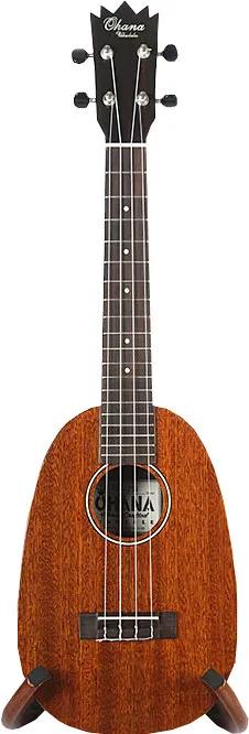 Ohana PK-25G all Solid Mahogany Gloss Soprano Pineapple Ukulele + Gig Bag -Demo