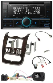 Kenwood CD 2DIN DAB USB Lenkrad Bluetooth Autoradio für Dacia ab 12 dunkelbraun