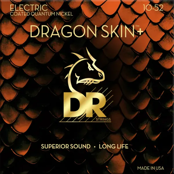 Струны для электрогитары DR Strings DEQ-10/52 Dragon Skin+ Coated Quantum Nickel 10-52