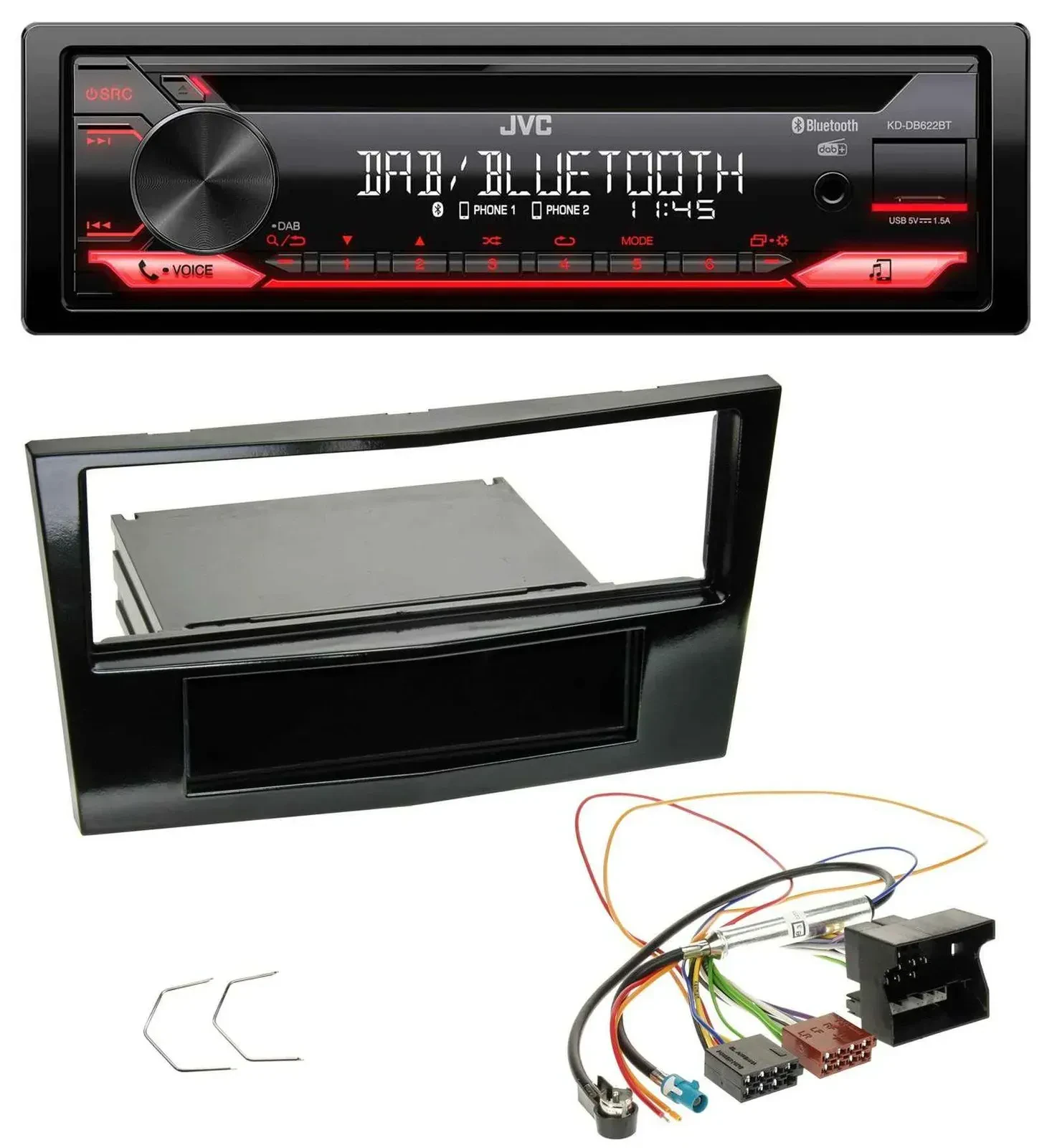 Автомагнитола JVC CD, DAB, USB, Bluetooth, MP3 для Opel Astra H, Corsa D, Zafira B (с 2005)