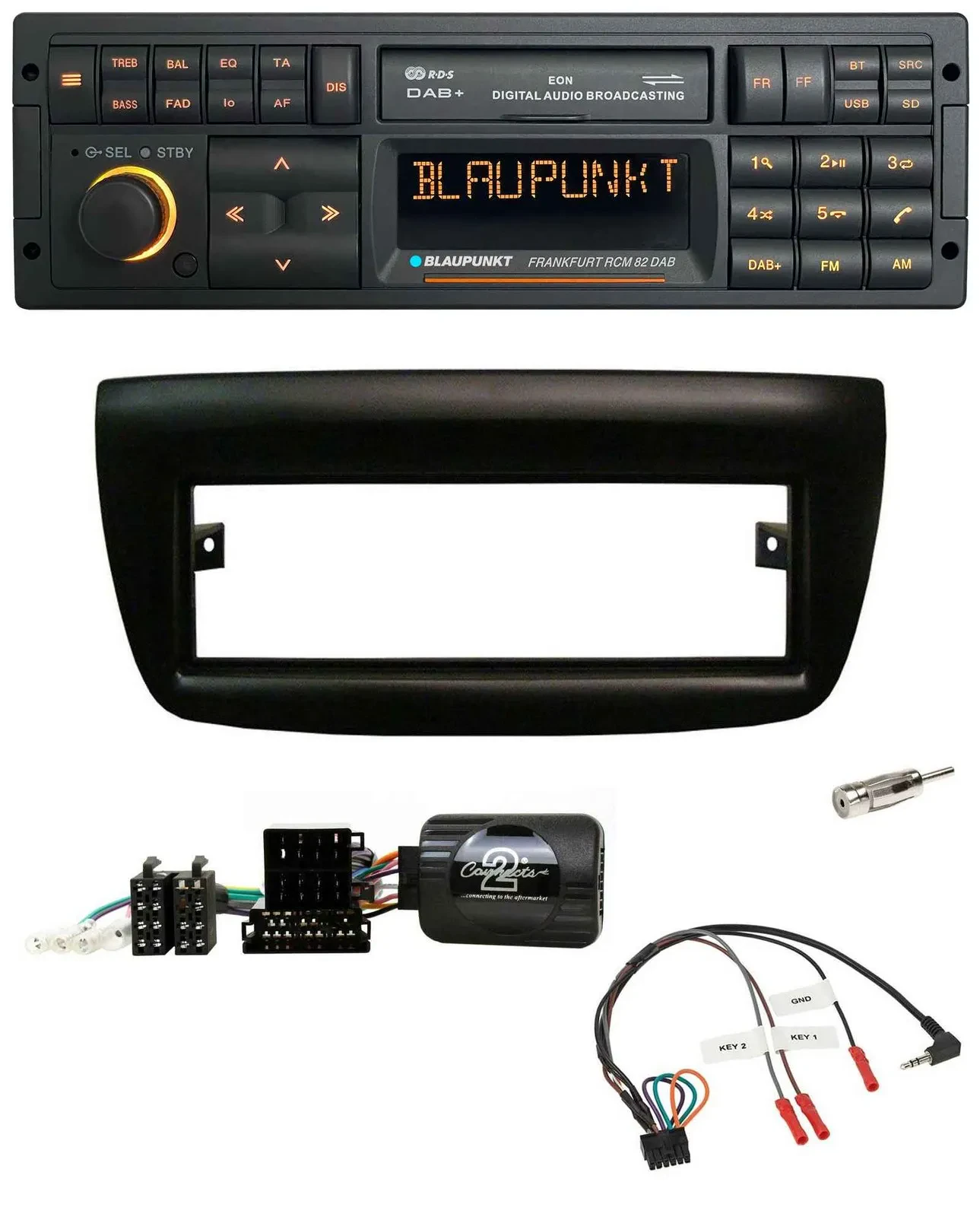 Blaupunkt USB DAB SD Lenkrad Bluetooth Autoradio für Fiat Doblo 2012-2015 schwar
