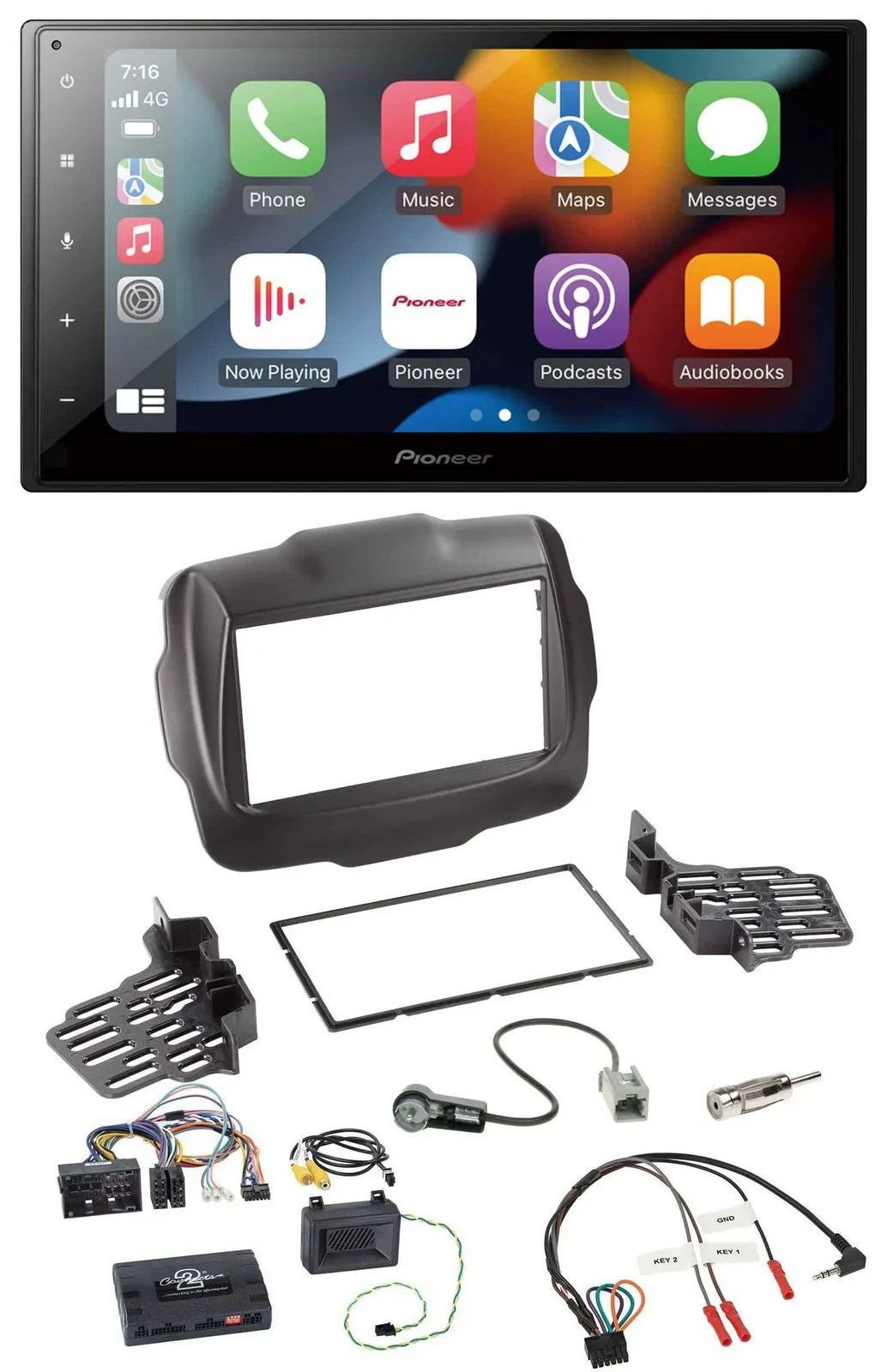 Pioneer DAB Bluetooth 2DIN USB Lenkrad Autoradio für Jeep Renegade ab 2015