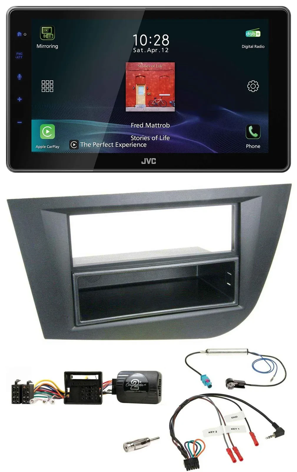 Автомагнитола для Seat Leon (2005–2010) JVC DAB, Bluetooth, USB, черная