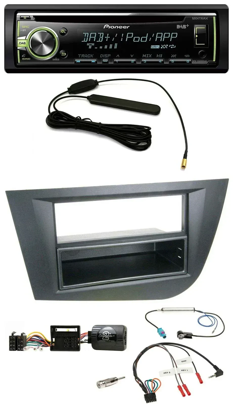 Автомагнитола для Seat Leon 2005–2010 Pioneer CD MP3 USB DAB, черная