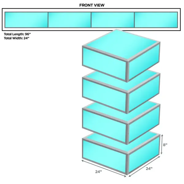 ProX XSA-2X2-8 Acrylic DJ Platform Riser Mini Stage 8" High Box Sections 4 Pack