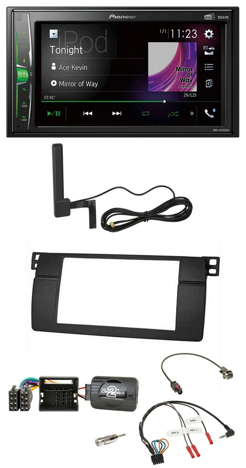 Автомагнитола для BMW 3 Series E46 Pioneer 2DIN, Bluetooth, DAB, поддержка кнопок на руле, MP3 (2001–2006)