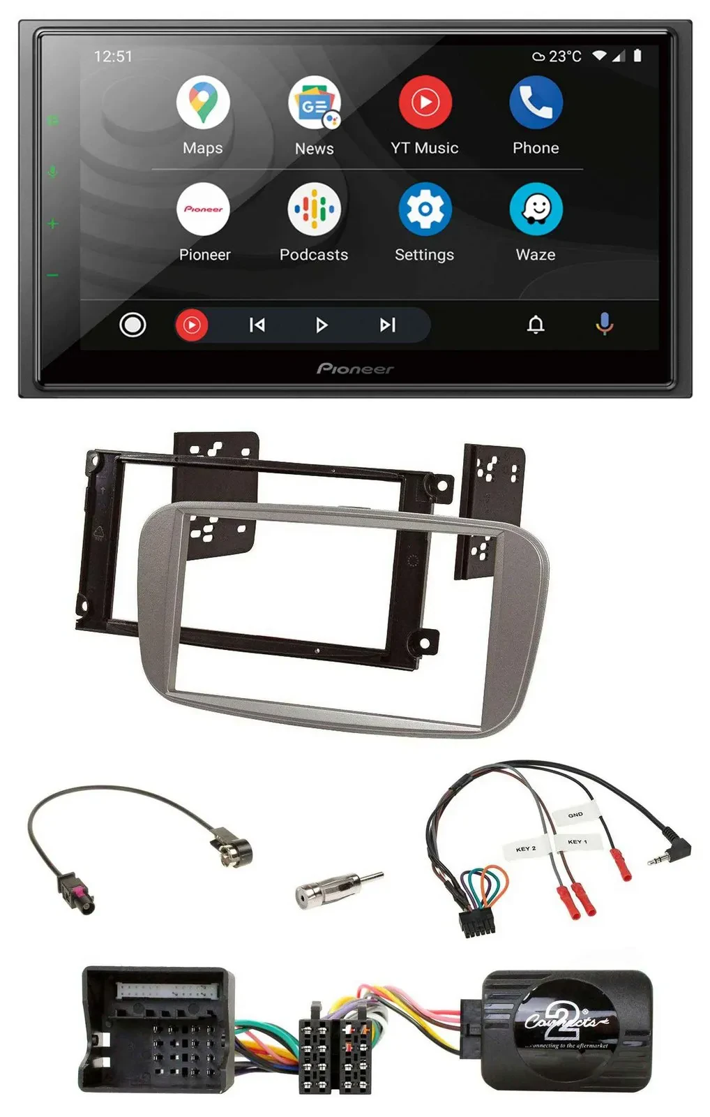 Pioneer USB 2DIN DAB Lenkrad Bluetooth Autoradio für Ford Focus Galaxy C-Max sil