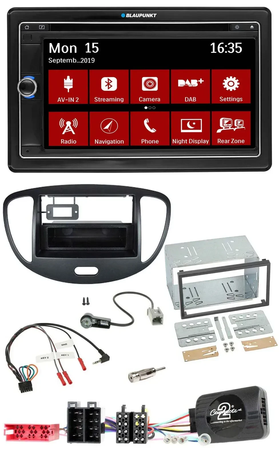 Blaupunkt Bluetooth DAB 2DIN USB DVD Lenkrad Autoradio für Hyundai i10 2009-2013