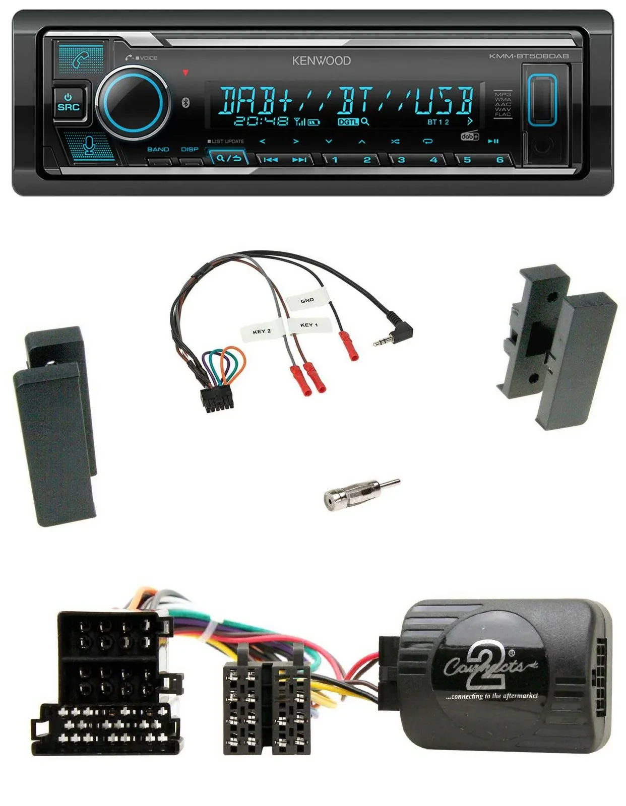 Автомагнитола Kenwood Bluetooth DAB USB для Seat Leon 2002–2006, Toledo 2002– с поддержкой кнопок на руле