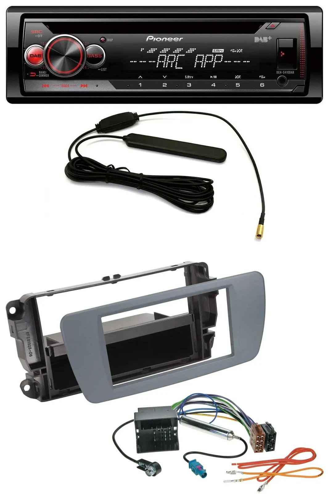 Pioneer CD USB AUX DAB MP3 Autoradio für Seat Ibiza (ab 08) conemaragrau