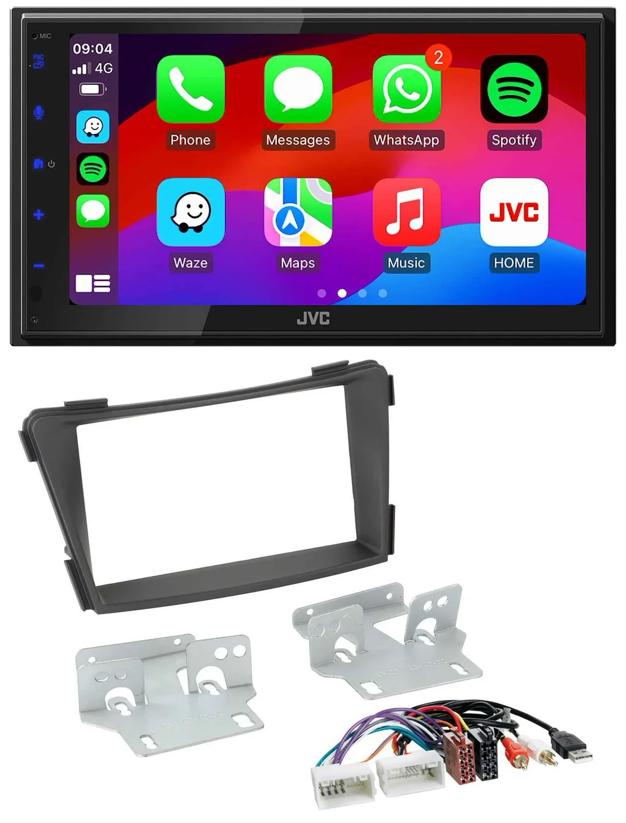 JVC Bluetooth USB MP3 2DIN DAB Autoradio für Hyundai i40 ab 2011 VF schwarz AUX