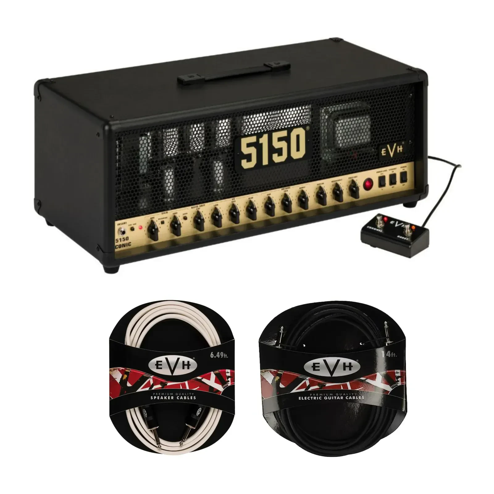 Усилитель для электрогитары EVH 5150 Iconic Series EL34 80W Black с кабелями