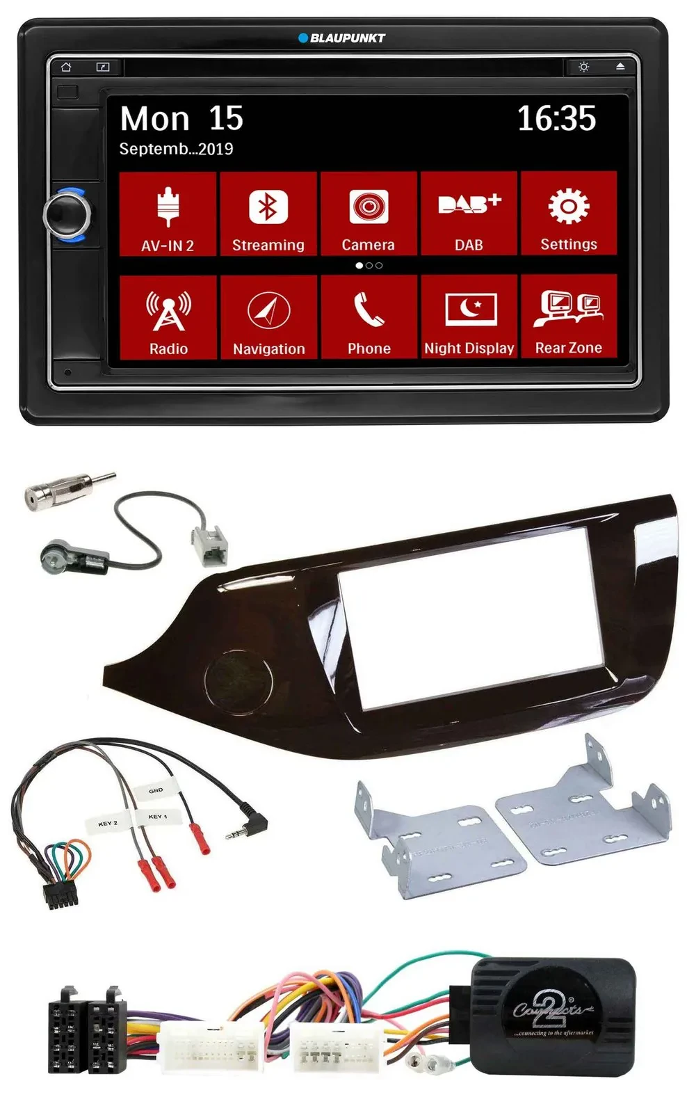 Blaupunkt Bluetooth DAB 2DIN USB DVD Lenkrad Autoradio für Kia Ceed ab 2012 glän