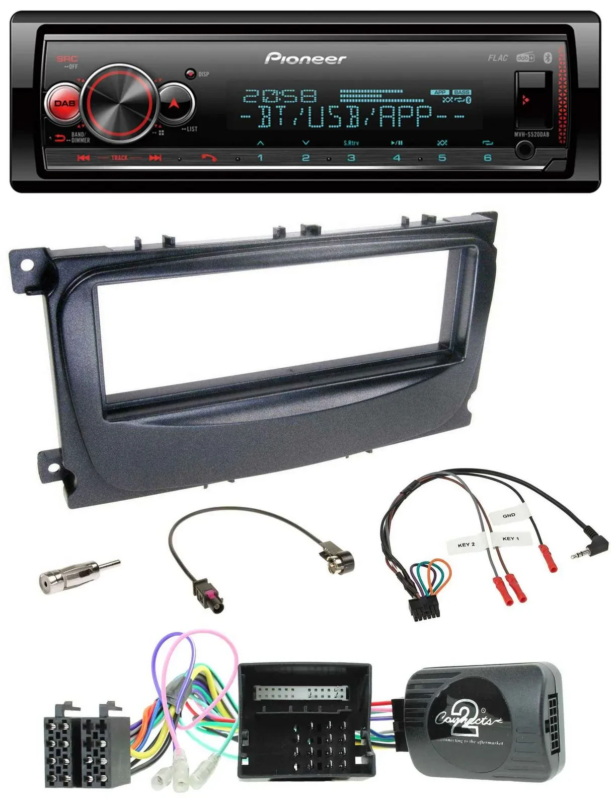 Pioneer Bluetooth USB Lenkrad DAB Autoradio für Ford Mondeo S-Max 2007-14 Can-Bu