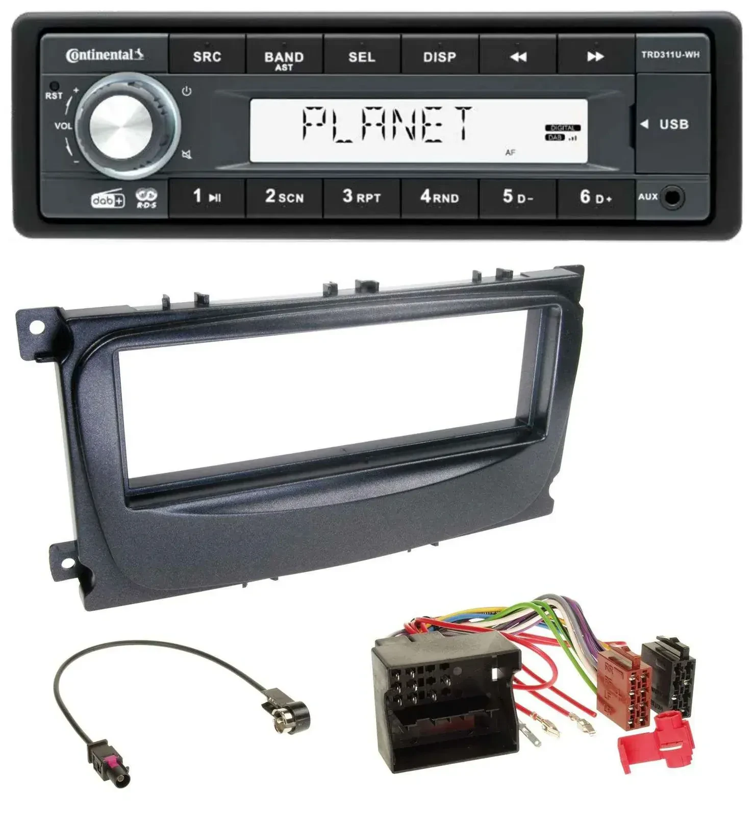 Continental MP3 AUX USB DAB 1DIN Autoradio für Ford Focus C-Max Galaxy ab 2007 s