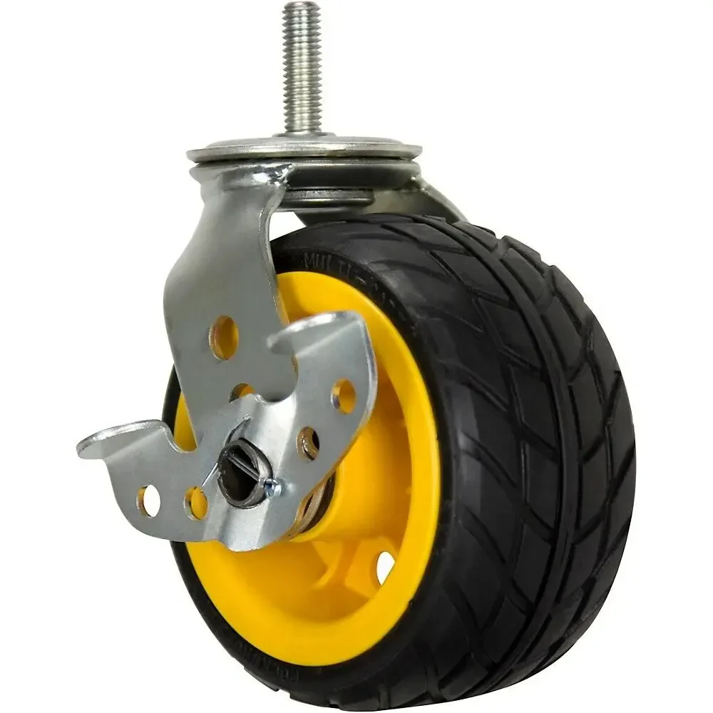 Rock N Roller 6" x 3" Ground Glider Wide Caster w/Brake (For R14 Carts) - 2-Pack