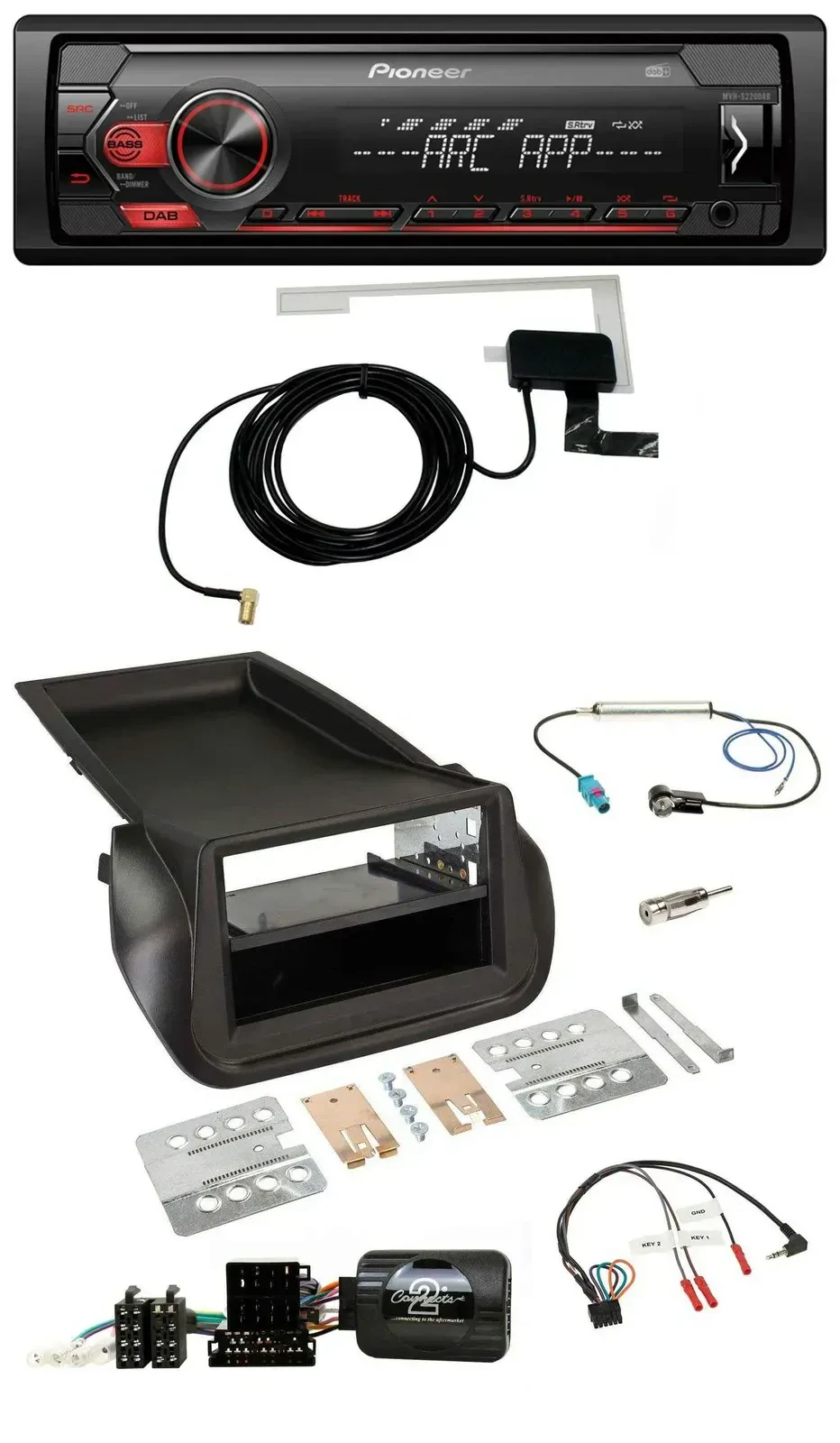 Автомагнитола Pioneer 1-DIN, USB, DAB, совместима с кнопками на руле, для Citroen Nemo / Peugeot Bipper