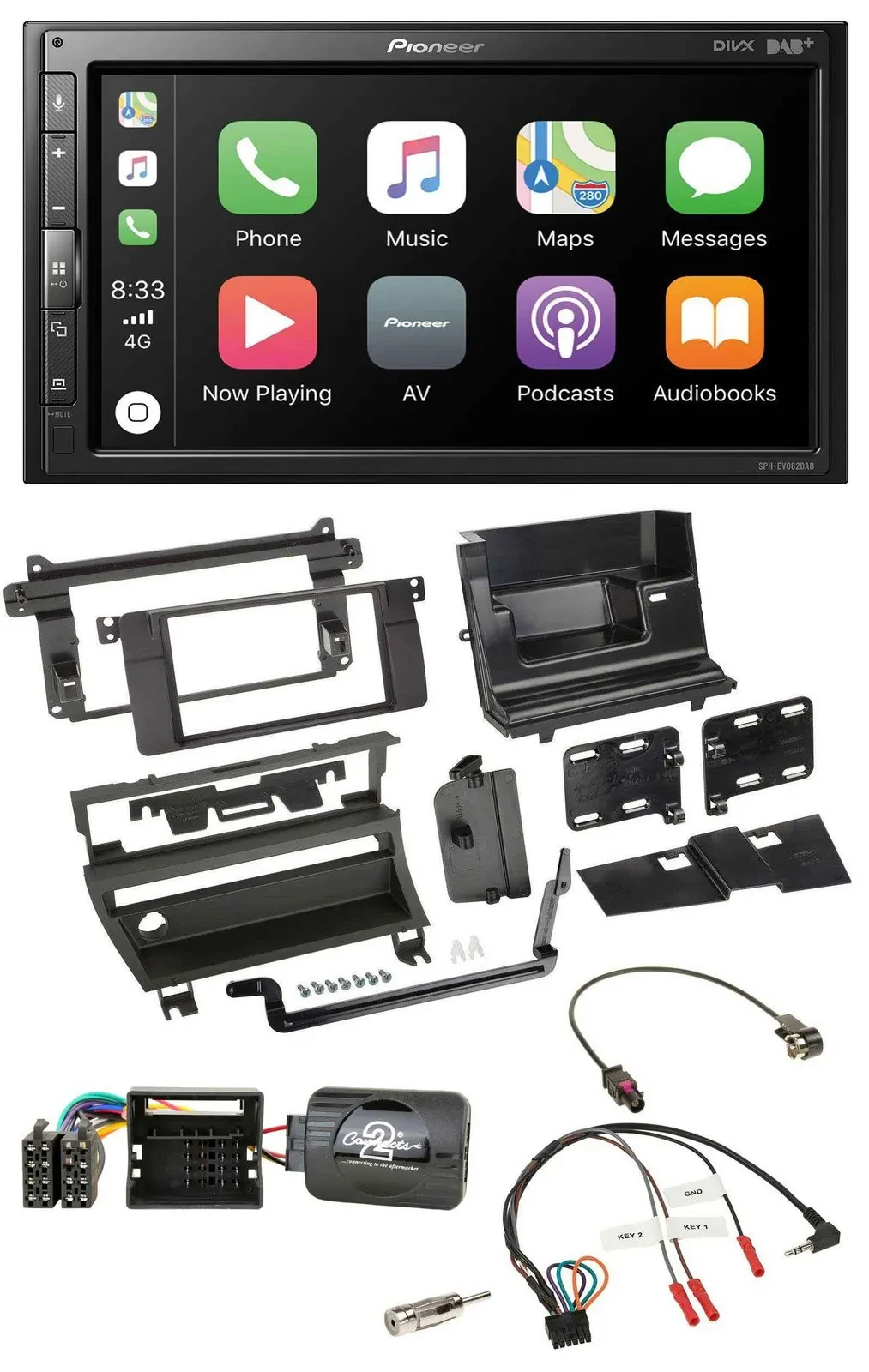 Pioneer USB Lenkrad DAB 2DIN Bluetooth Autoradio für BMW 3-er E46 2001-2006 1 Sc