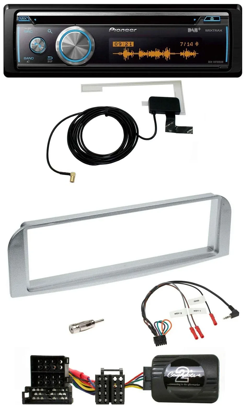 Pioneer Bluetooth DAB Lenkrad USB CD Autoradio für Alfa 147 GT silbergrau