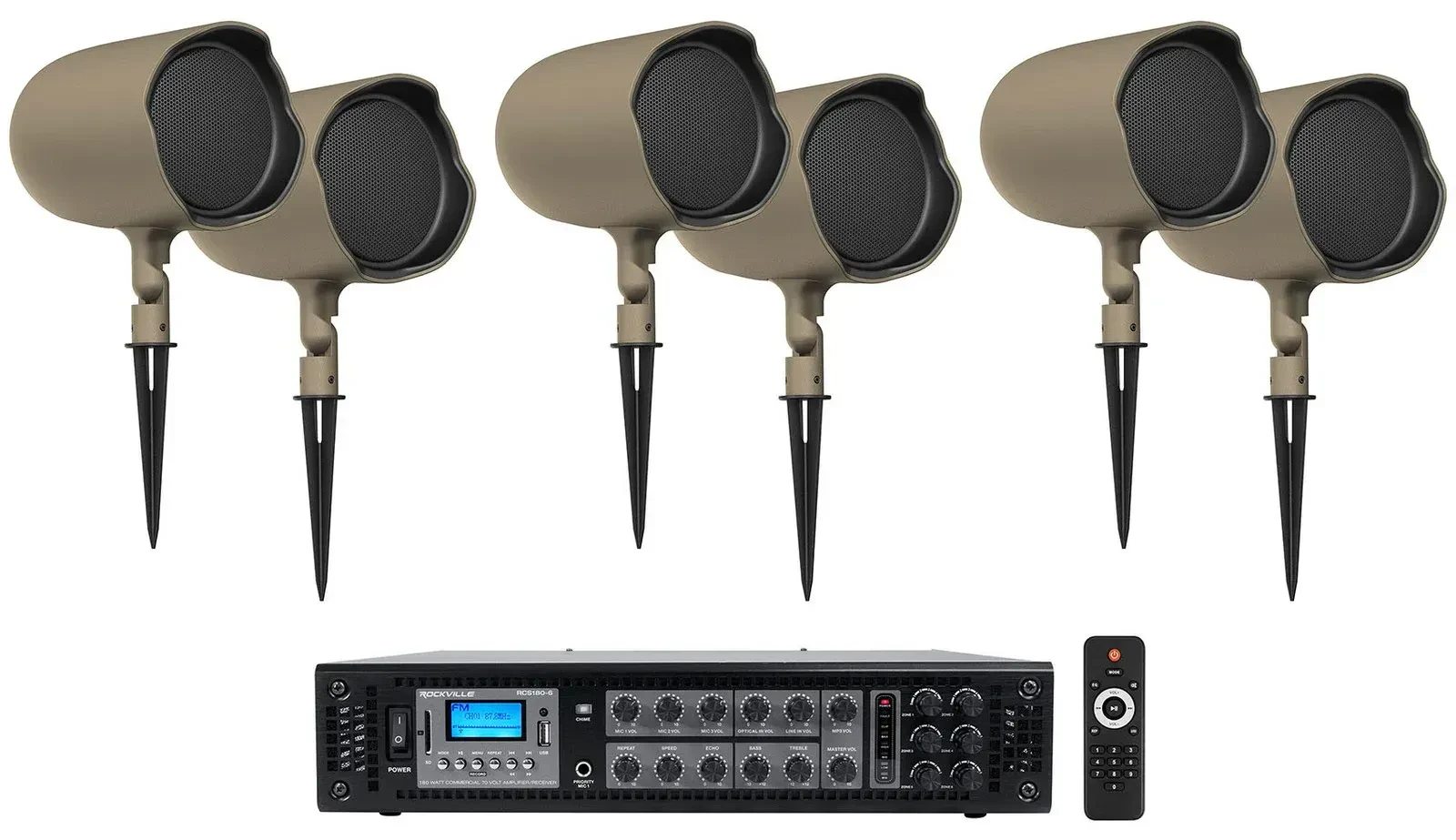 Рупорная акустика JBL GSF6-TN Tan с усилителем (6 штук)