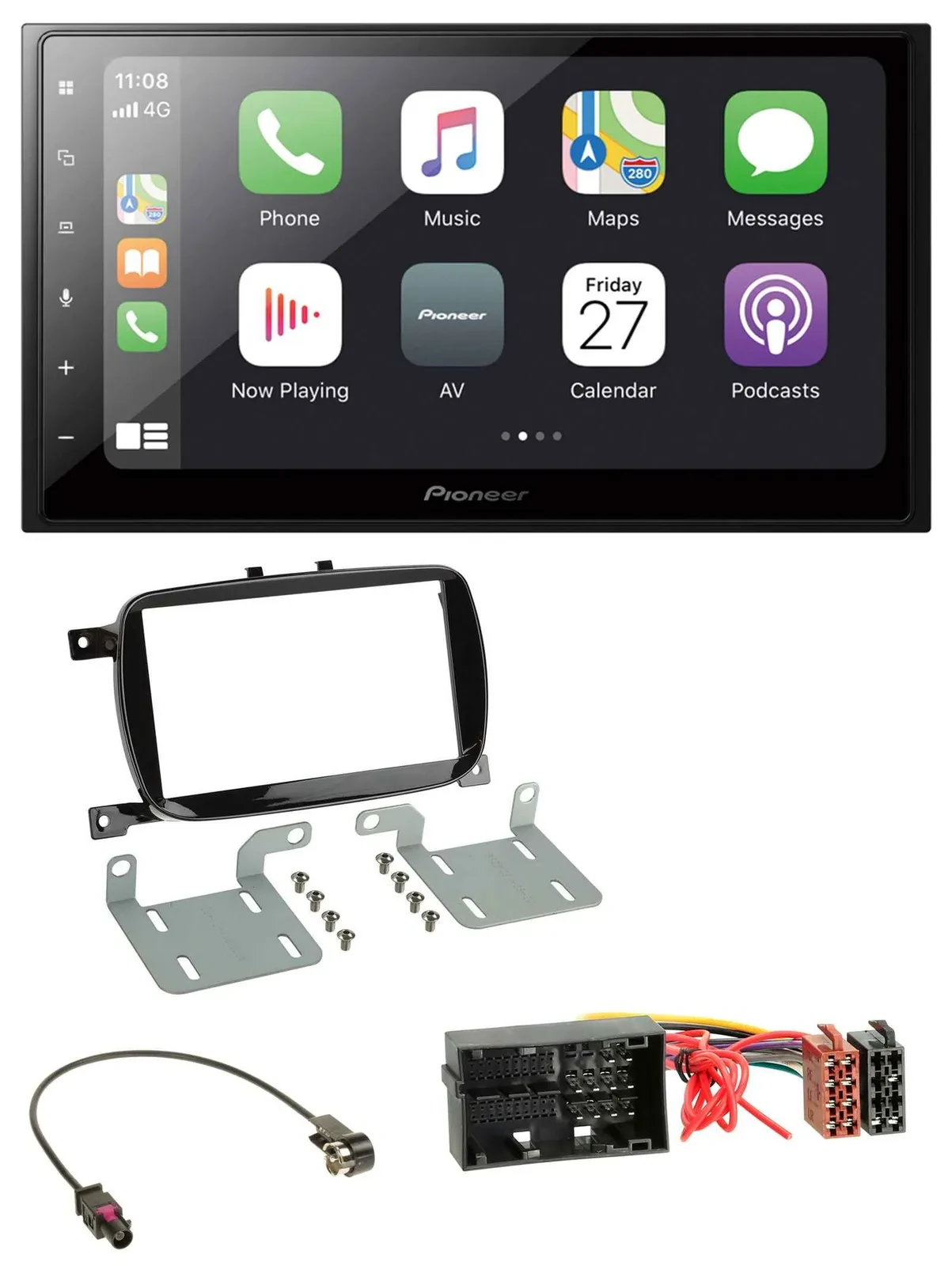 Автомагнитола для Fiat 500X (с 2016) Pioneer 2DIN, MP3, Bluetooth, DAB, USB, черный глянец