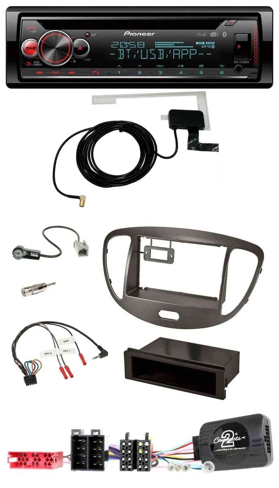 Pioneer DAB CD Lenkrad USB Bluetooth Autoradio für Hyundai i10 ISO 2009-13 dunke