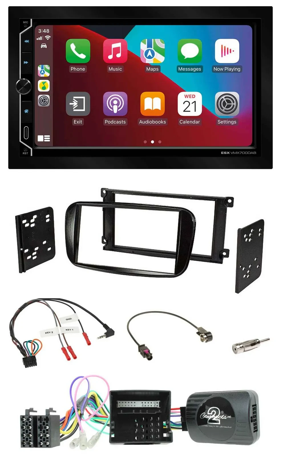 Автомагнитола для Ford Focus/C-Max ESX 2-DIN DAB USB Bluetooth, поддержка кнопок на руле, CAN-Bus, глянцевая