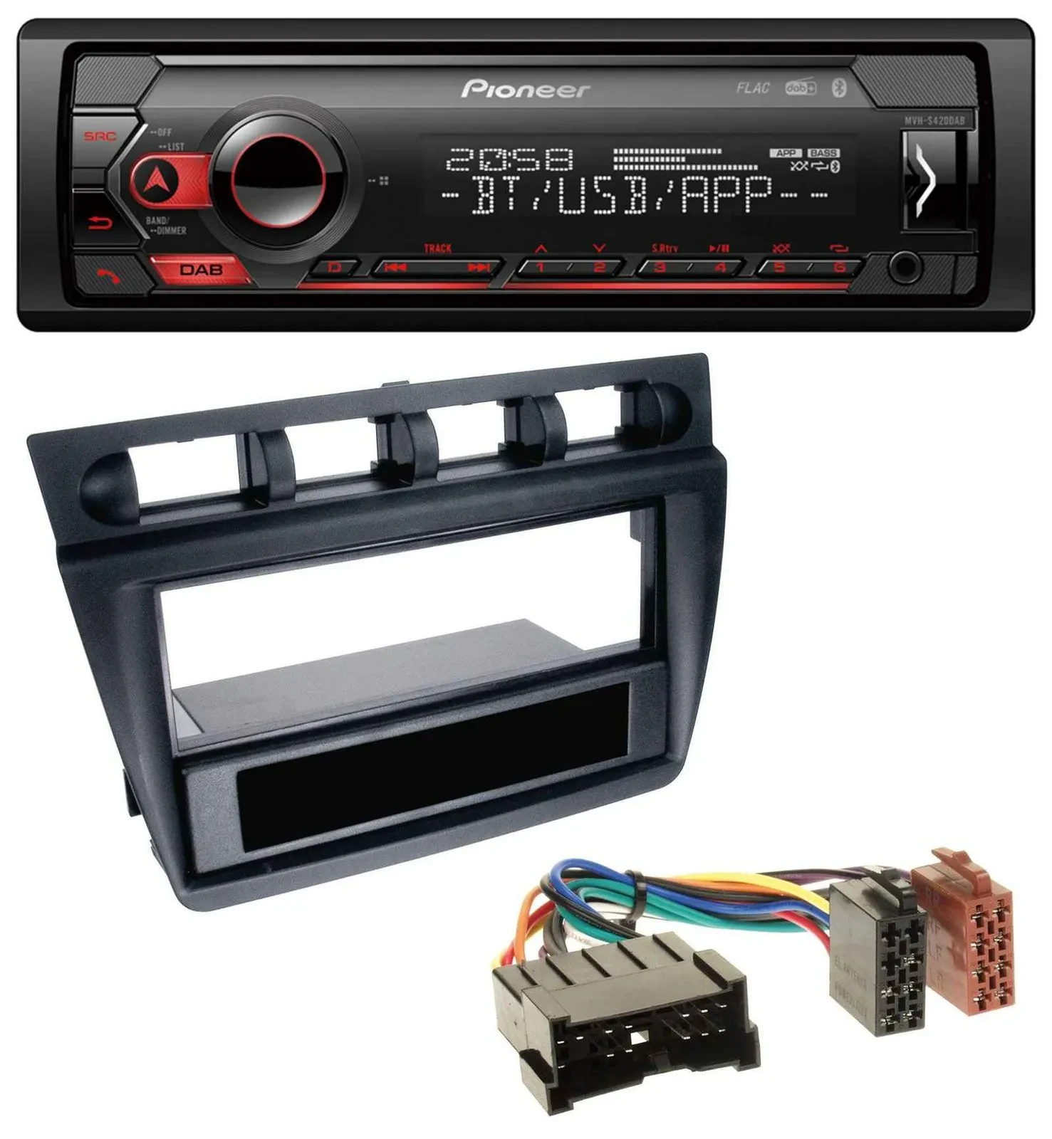 Pioneer MP3 USB DAB Bluetooth Autoradio für Kia Picanto (ab 2006) - schwarz