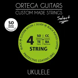 Струны для укулеле сопрано Ortega UKSBK-SO Select черный нейлон, с покрытием