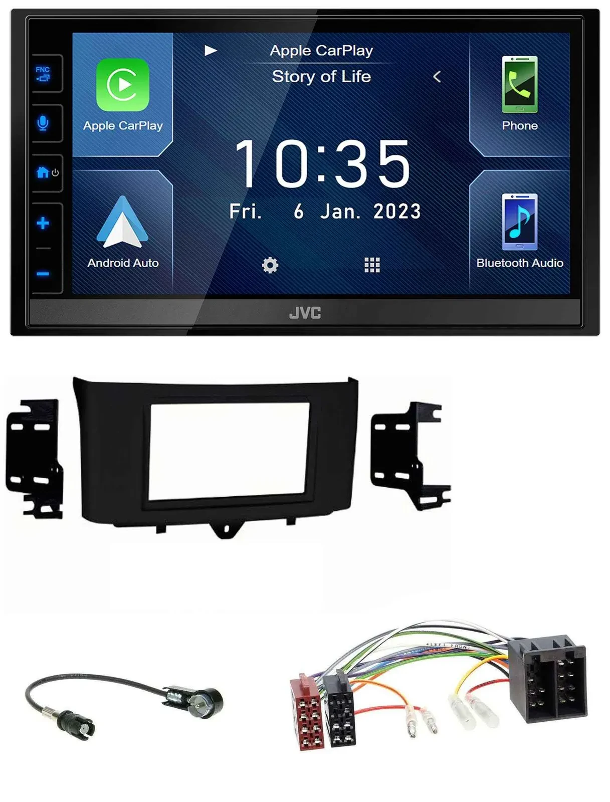 JVC DAB Bluetooth MP3 USB 2DIN Autoradio für Smart ForTwo 10-15 ISO Profiversion