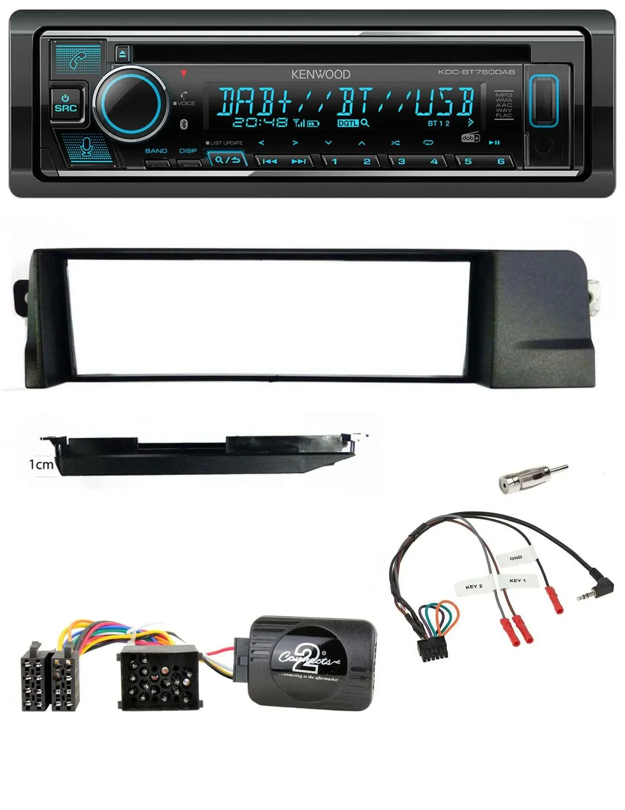Kenwood Lenkrad Bluetooth DAB USB CD Autoradio für BMW 3er E46 98-07 Profi Rundp