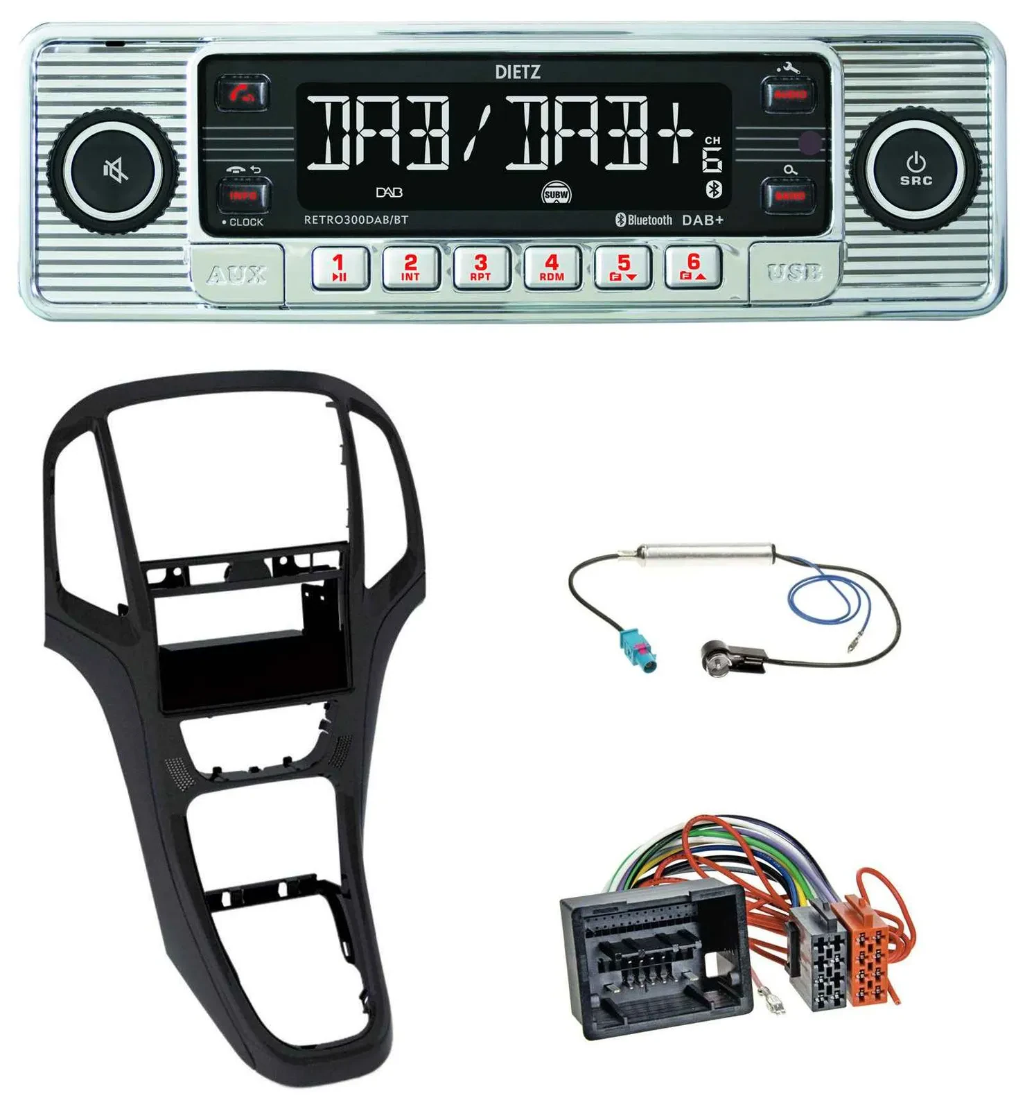 Автомагнитола Dietz Bluetooth MP3 DAB USB для Opel Astra J (с 2009) чёрный перламутровый