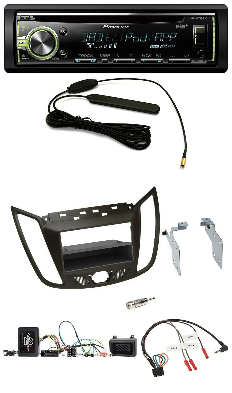 Pioneer MP3 USB CD DAB Lenkrad Autoradio für Ford C-Max Kuga braun