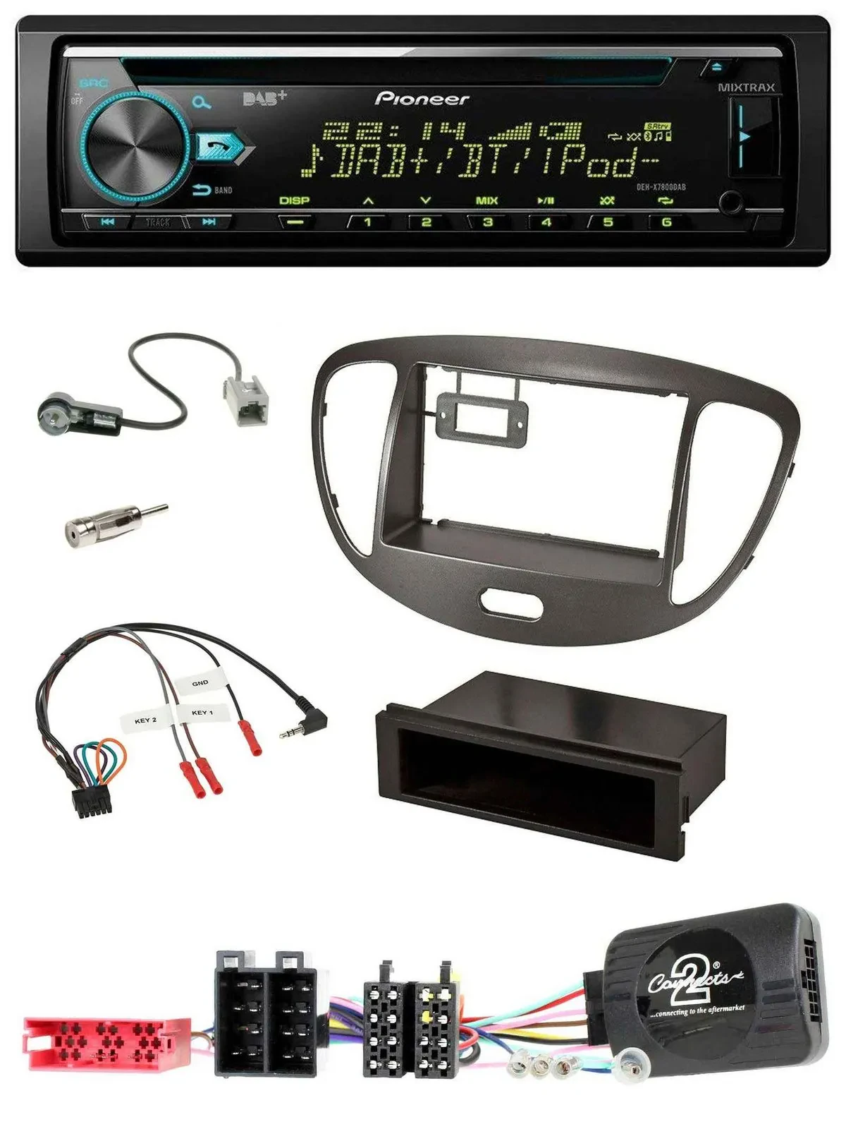 Pioneer DAB Lenkrad CD USB Bluetooth Autoradio für Hyundai i10 ISO 2009-13 dunke