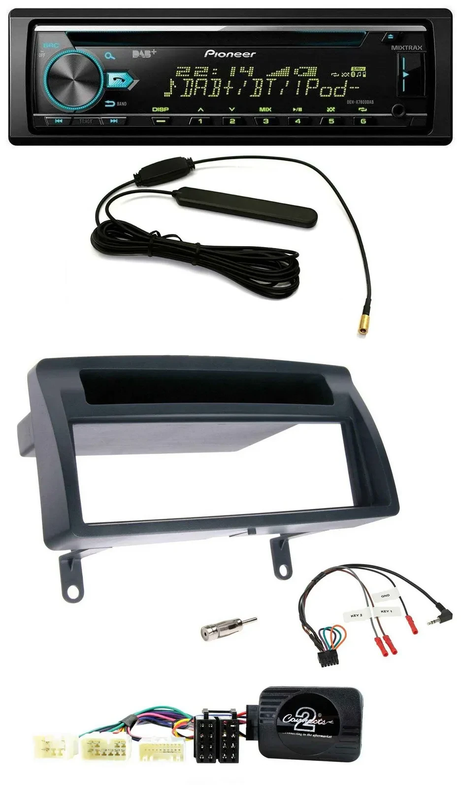 Pioneer CD MP3 Lenkrad DAB USB Autoradio für Toyota Corolla E12 2001-2007 dunkel