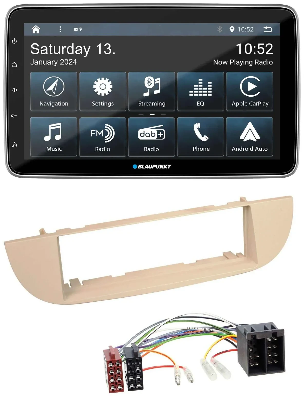 Blaupunkt USB DAB SD MP3 Bluetooth Autoradio für Fiat 500 ab 2007 perlgrau beige