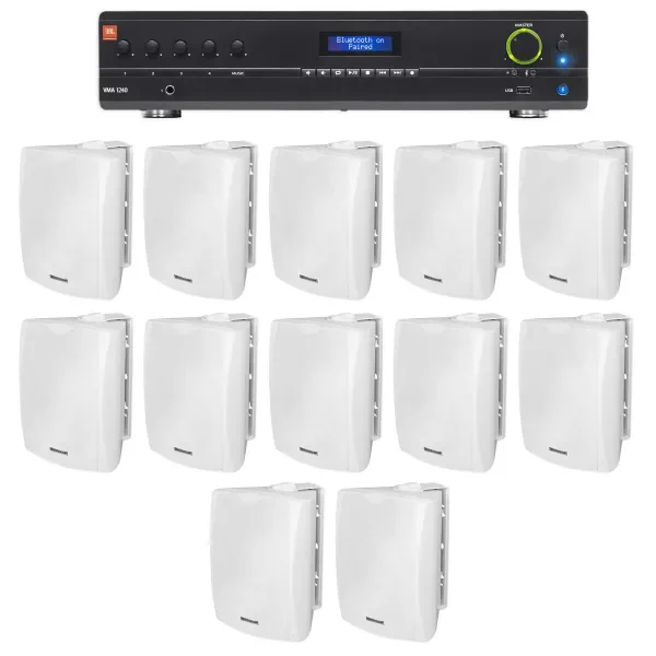 Настенная акустика JBL WET-5W White с усилителем (12 штук)
