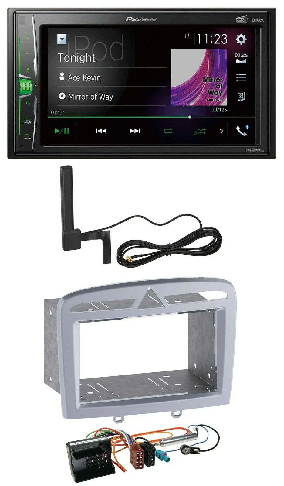 Pioneer MP3 DAB AUX 2DIN Bluetooth Autoradio für Peugeot 308 09-13 warmsilber