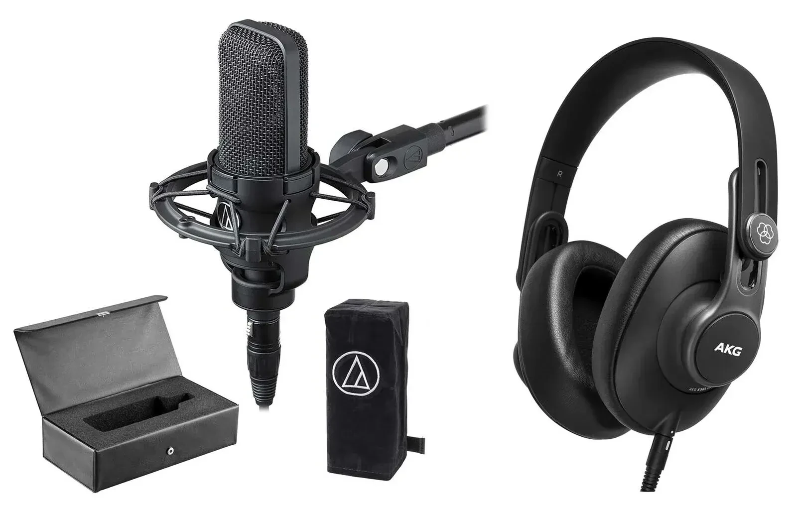 Микрофон конденсаторный Audio-Technica AT4033A с подвесным держателем и наушниками AKG K361-BT