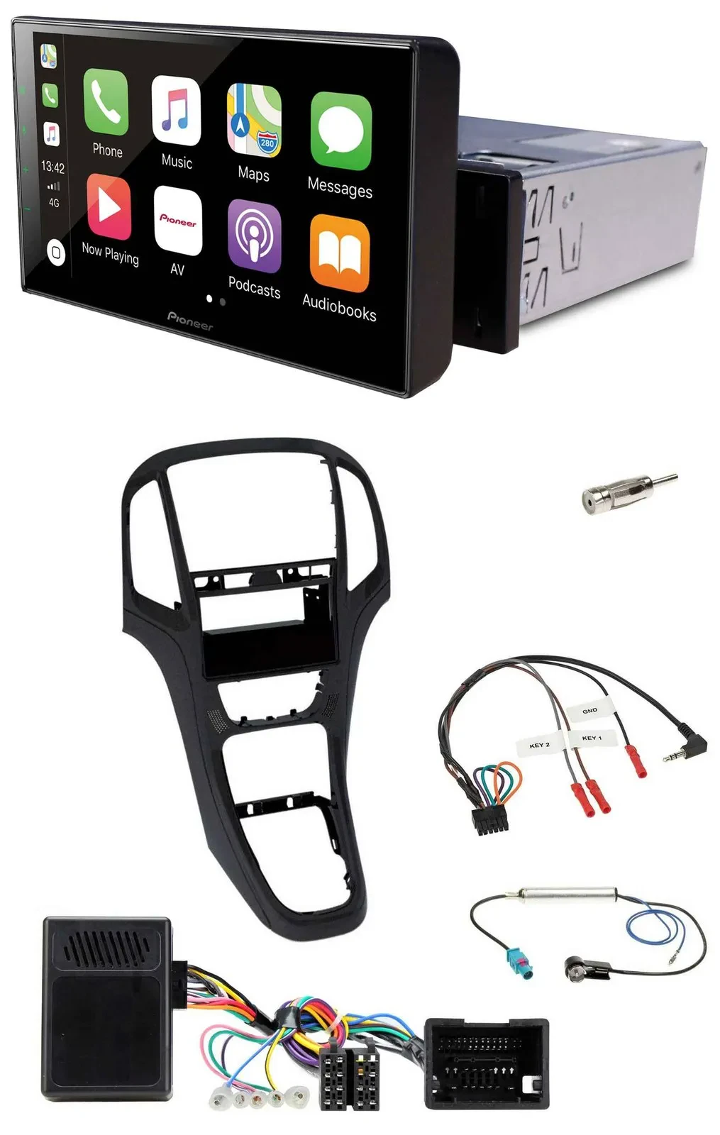 Pioneer Bluetooth Lenkrad DAB USB Autoradio für Opel Astra J 2009-2016 Perl schw