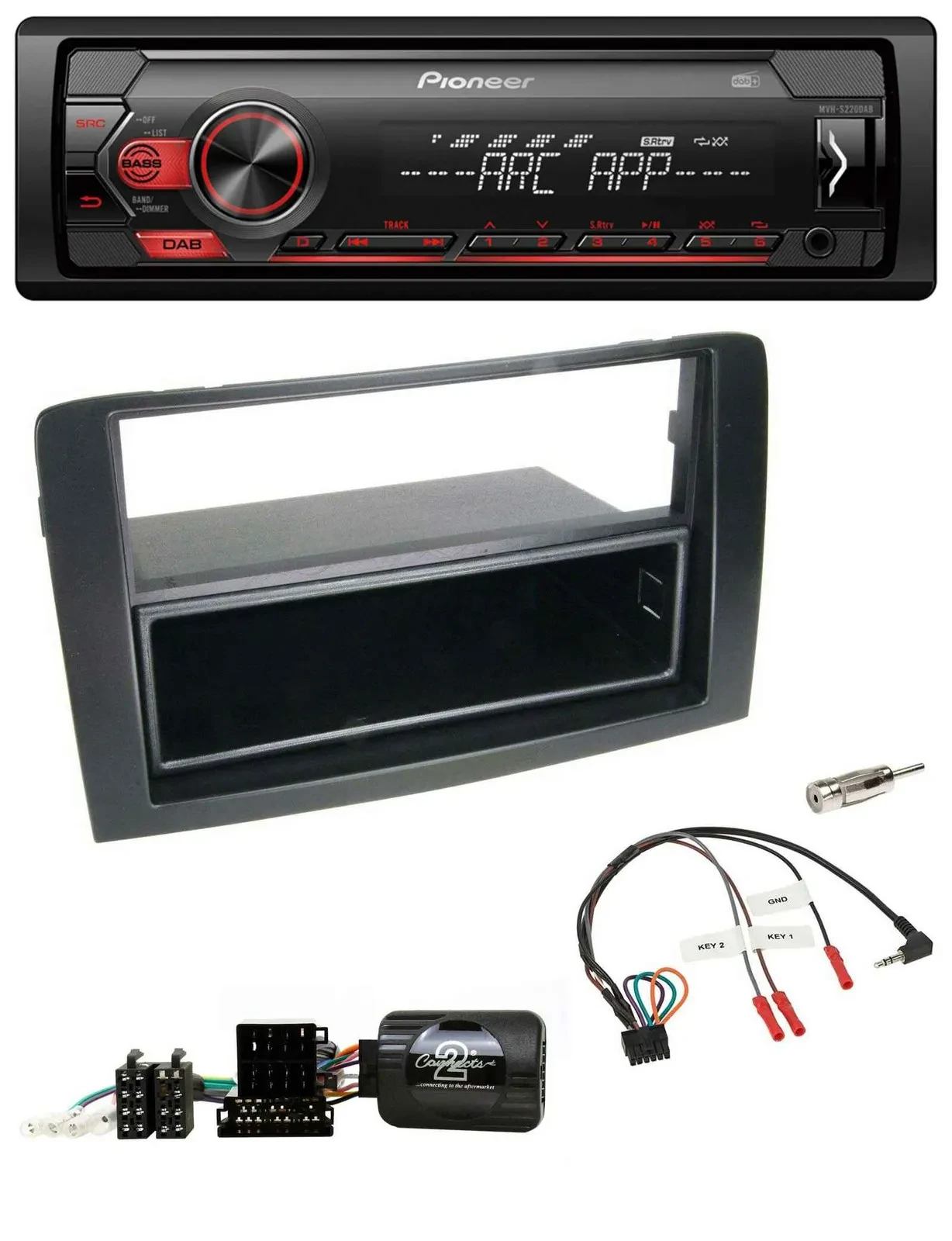 Автомагнитола Pioneer 1 DIN DAB USB MP3 для Fiat Idea (2006–2012) черная