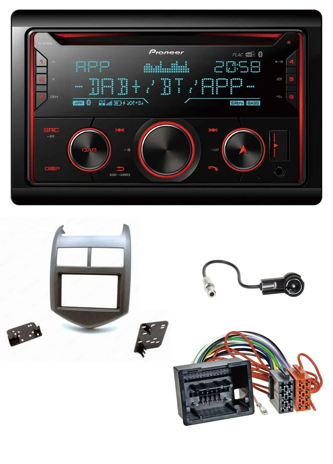 Автомагнитола для Chevrolet Aveo/Sonic (с 2011) Pioneer 2-DIN, DAB, Bluetooth, USB, CD, MP3