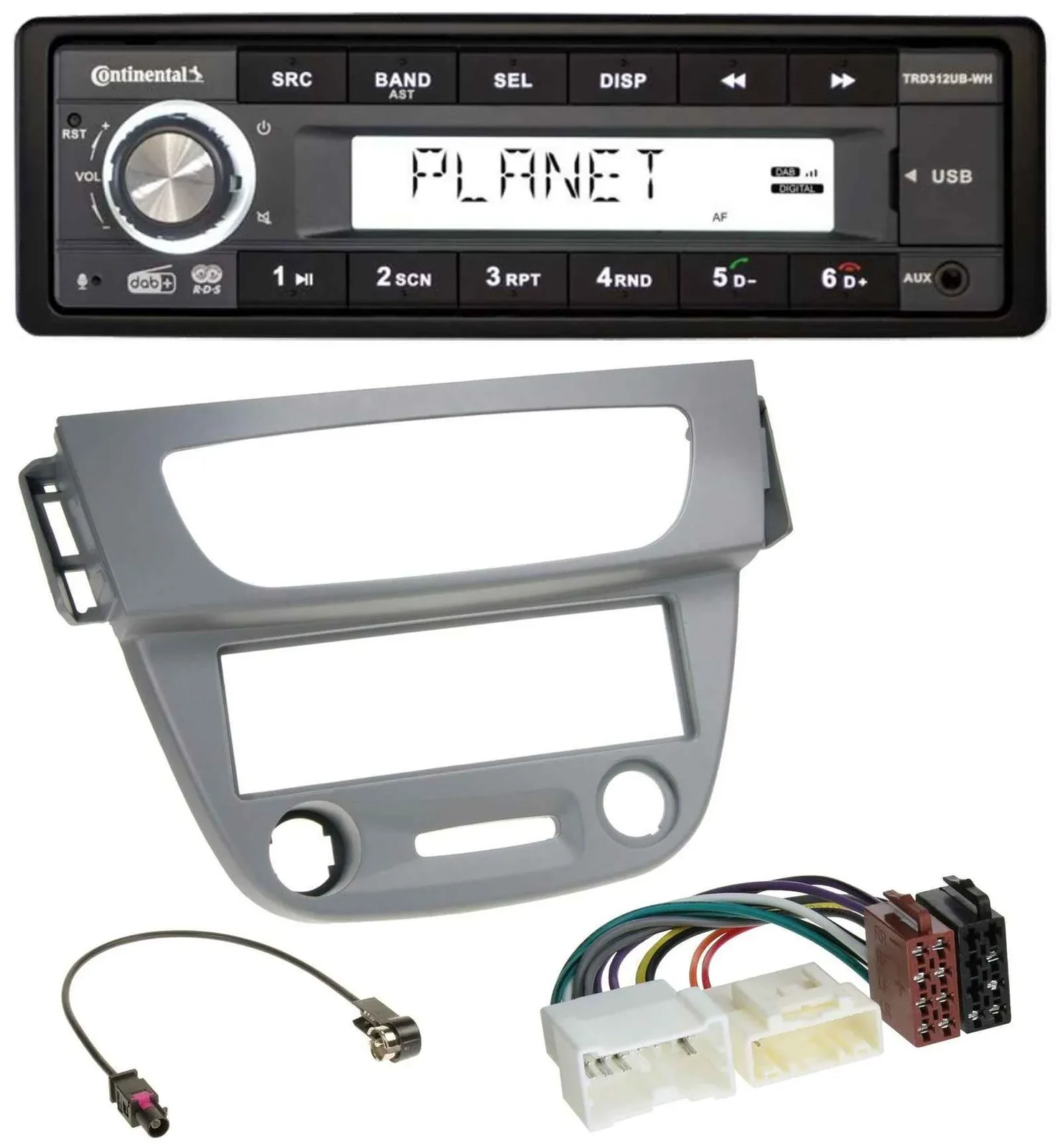 Continental USB 1DIN AUX DAB MP3 Autoradio für Renault Megane 3 (12-14) - grau